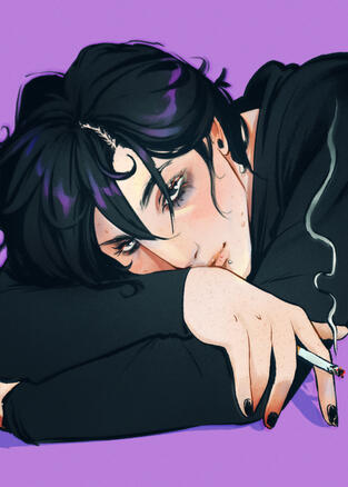 Fanart of Sebastian from Stardew Valley